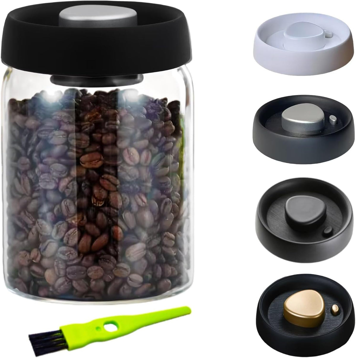 Vacuum Glass Jar with Airtight Lid,27floz/800ml Borosilicate Glass Coffee Canister Container,Perfect for Coffee Beans & Grounds,Loose Leaf Tea,Candy,Sugar,Nuts,Spices