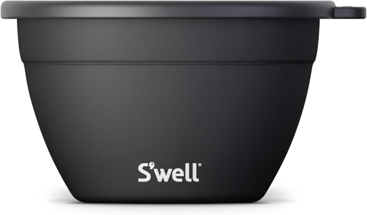 S’well Stainless Steel 64oz Salad Bowl Kit in Onyx, Comes with 2oz Condiment Container and Removable Tray for Organized Serving, Leak-Proof and Dishwasher Safe