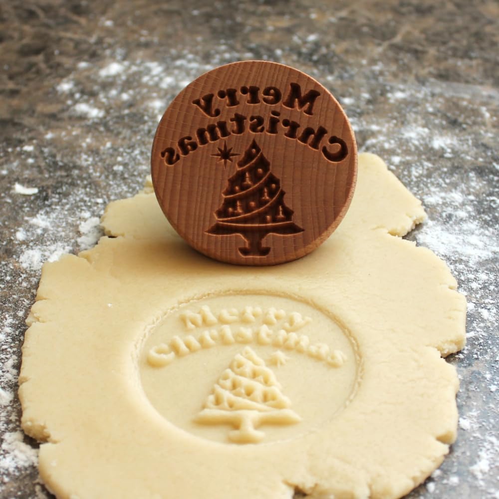 Wood Cookie Stamp, 2.5 Inch (Merry Christmas CS-106)