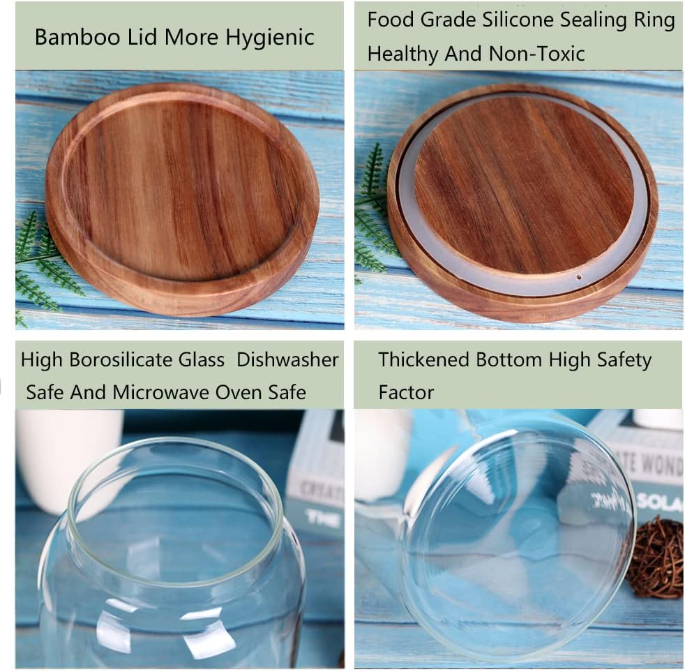 1 Gallon Glass Jar with Airtight Lid and Anti-Skid Bottom for Dry Food Storage