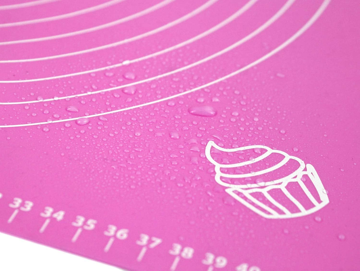 Silicone Baking Mat for Pastry Rolling Dough with Measurements, 19.7" x 15.7" BPA Free Non stick and Non Slip Pink Table Sheet Baking Supplies for Bake Pizza Cake