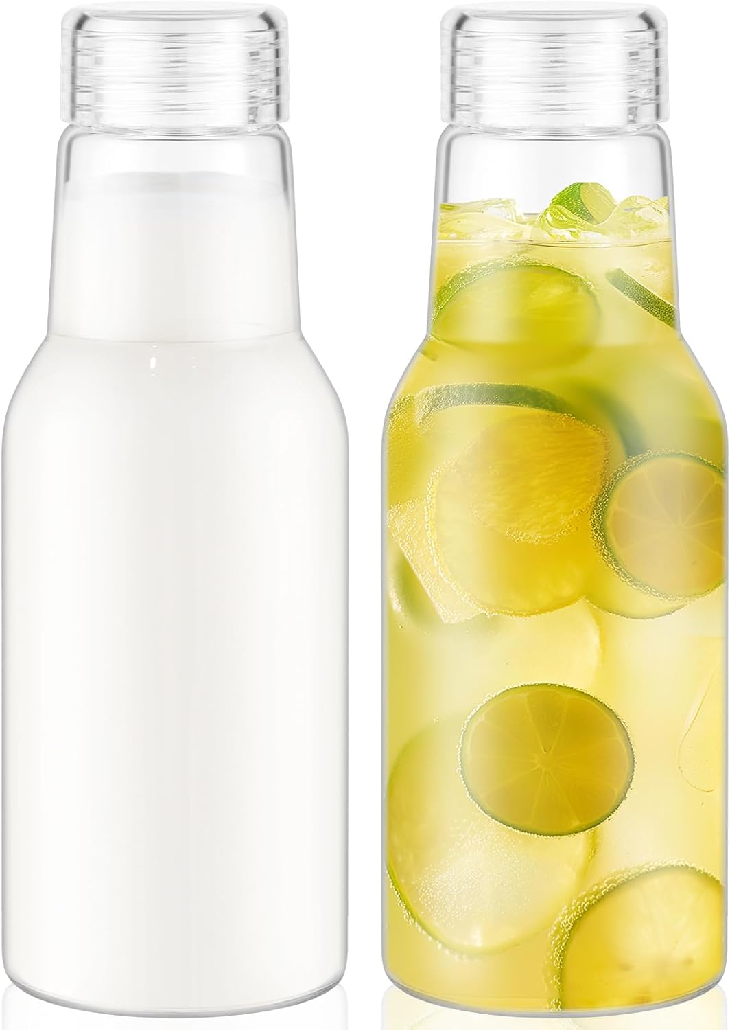 17 Oz Glass Juice Bottles with Lids, Glass Bottles, BPA Free, Borosilicate Glass for Juicing, Smoothies, Infused Water, Beverage Storage, Shaker Bottles (2 Pack)