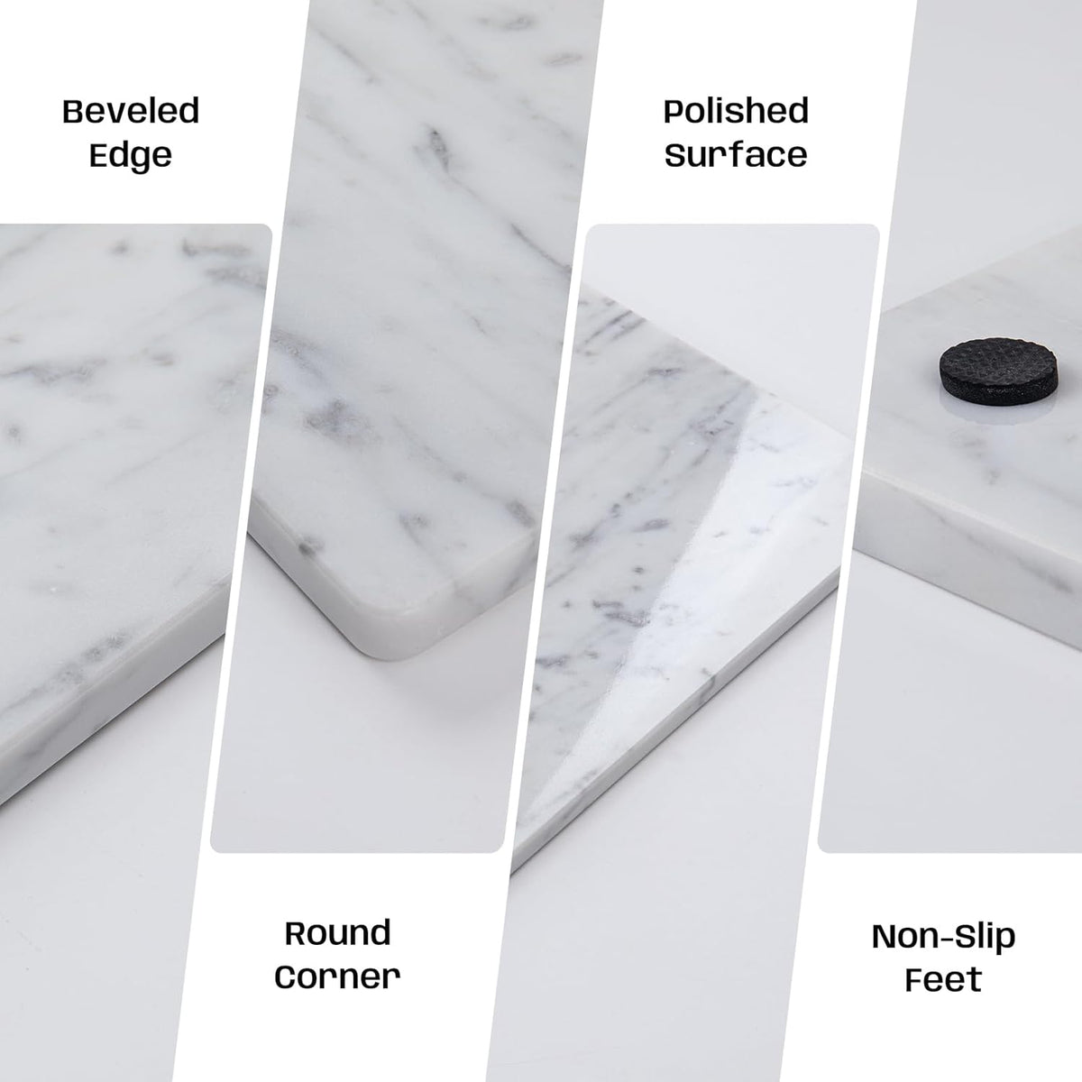 Natural Carrara White Marble Pastry and Cutting Board, 12x20x0.6 Inch, Heavy for Dough Chocolate, Pack of 1