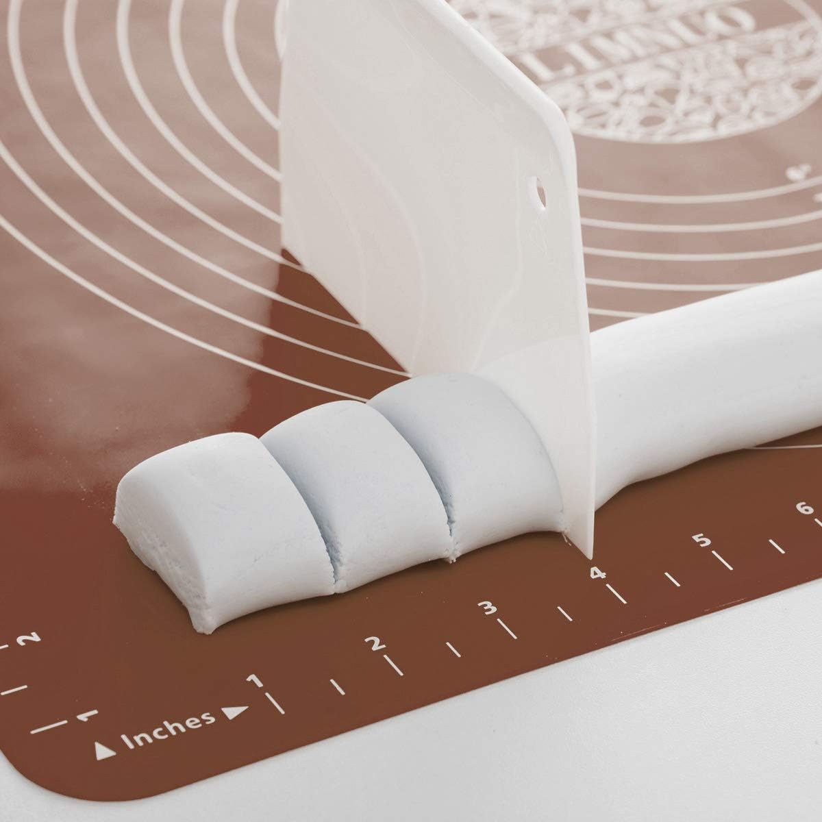 LIMNUO Silicone Baking Mat, Extra Thick Large Non Stick Pastry Mat Sheet for Dough Pie Crust Rolling Mats (Brown, XL-18''(W)*25''(L))