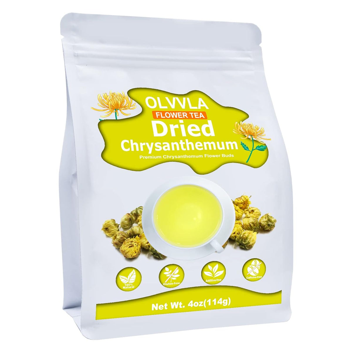 Olvvla - Chrysanthemum Tea - 4oz/114g - Top Grade Natural Dried Fetal Chrysanthemum Flowers - Health Tai Ju Herbal Tea - Caffeine-free