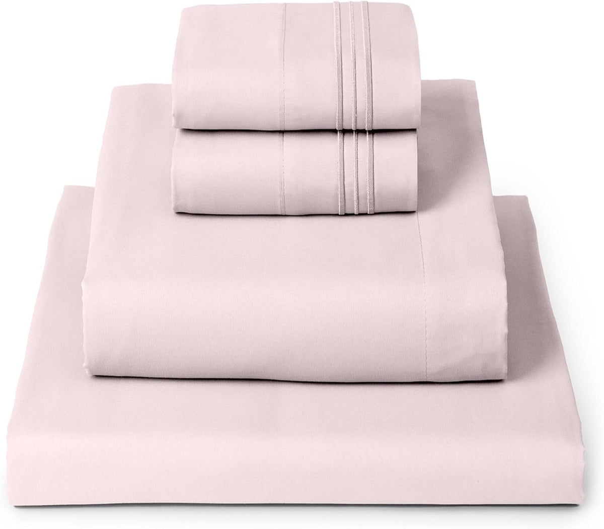 Mellanni California King Sheets Set - 4 PC Iconic Collection Bedding - Hotel Luxury, Extra Soft, Cooling Bed Sheets - Wrinkle, Fade, Stain Resistant (Cal King, Blush Pink)