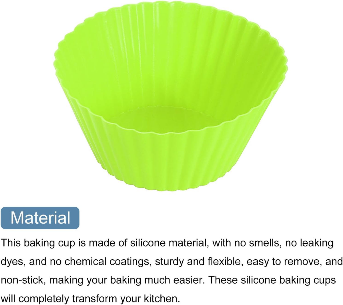 uxcell 18Pcs Silicone Cupcake Liners, Non-Stick Baking Cups, for Cooking Eggs, Baking Muffins and Make a Cake(Green)