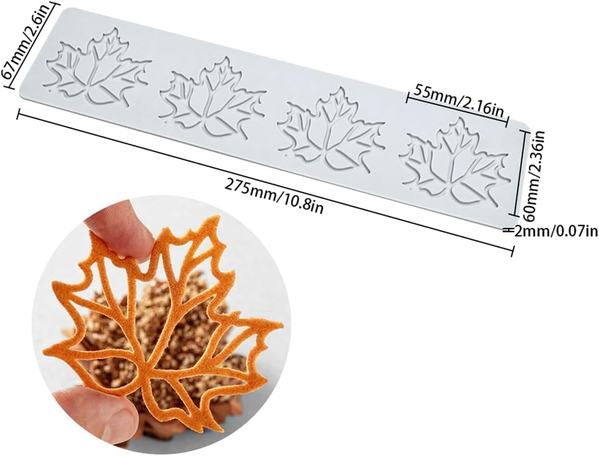 TUKE Hollow Out Maple Leaves Lace Silicone Impressing Mold Mat Fondant Cake Sugar Mould Cooking Tools Decorating Tools Diy Moulds (H_ Maple Leaves)