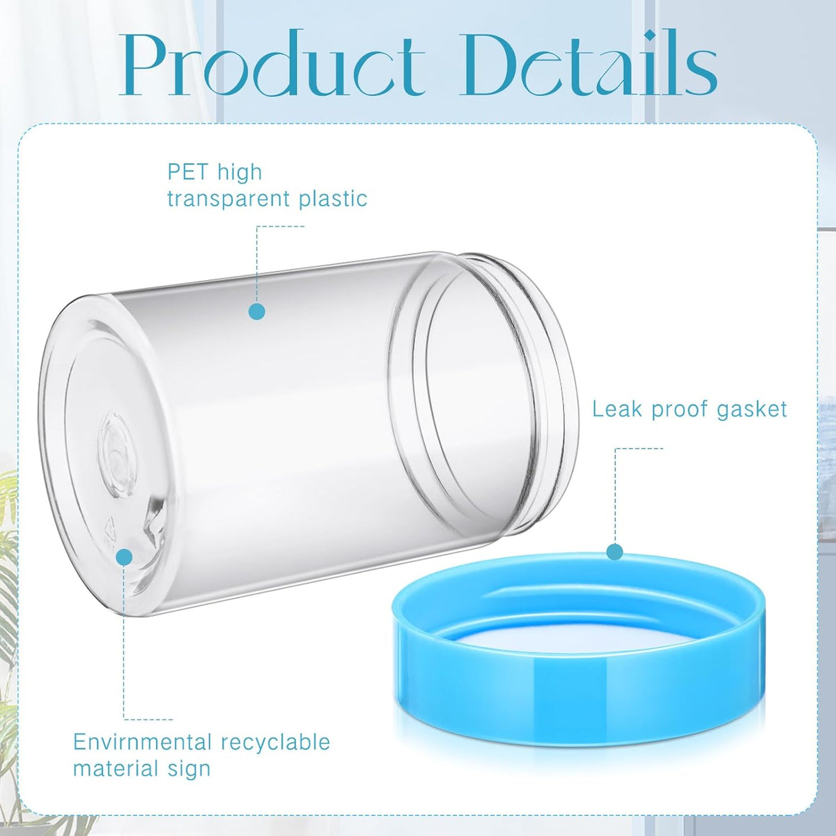 Patelai 4 Pieces Round Wide-mouth Leak Proof Plastic Container Jars with Lids for Travel Storage Makeup Beauty Products Face Creams Oils Salves Ointments DIY Making(10 Ounce,Blue)