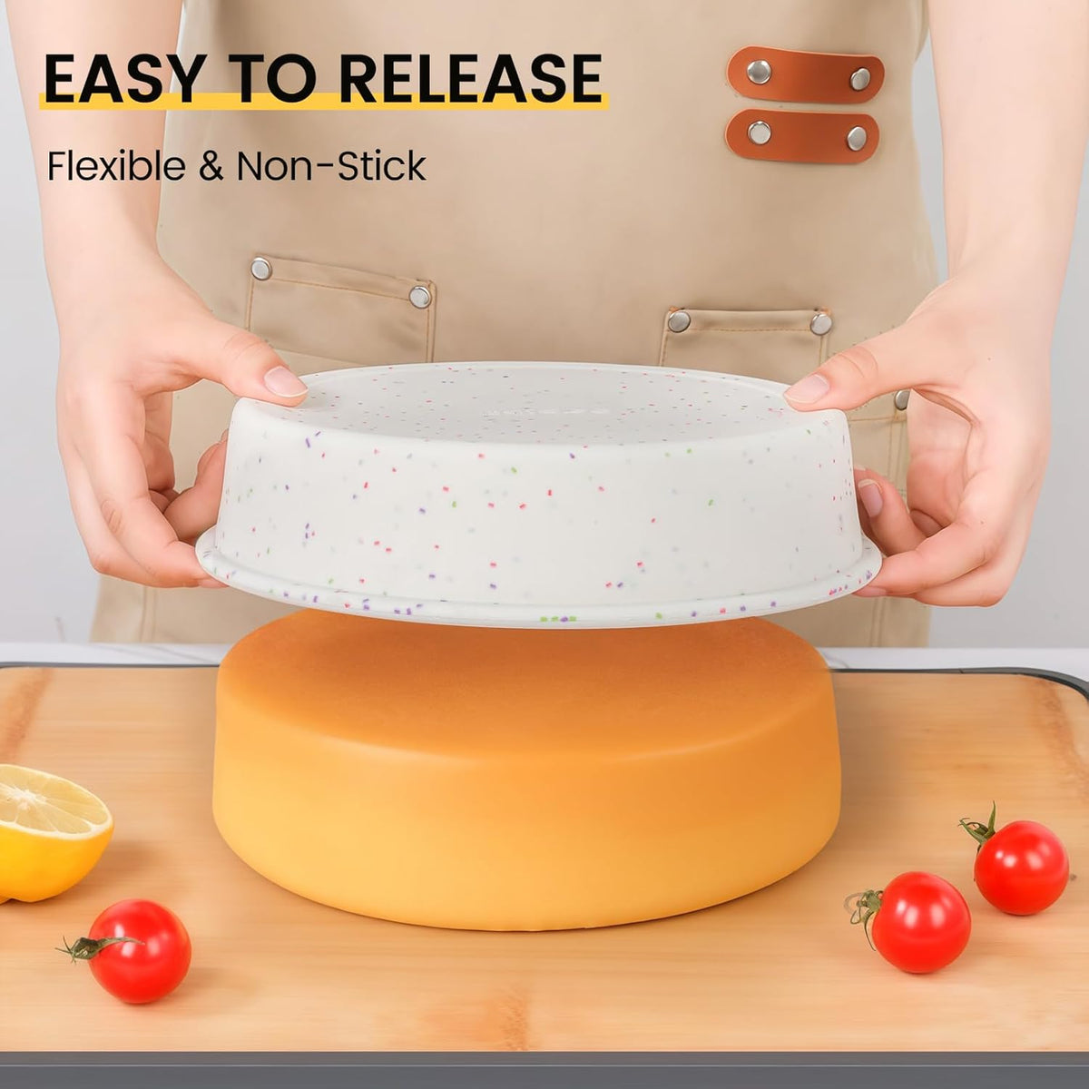 Vinino 6 Inch Silicone Round Cake Pan with Metal Reinforced Frame Set of 3, Nonstick Silicone Springform Pan for Baking Suitable for Making Layers, Cheese & Chocolate Cakes
