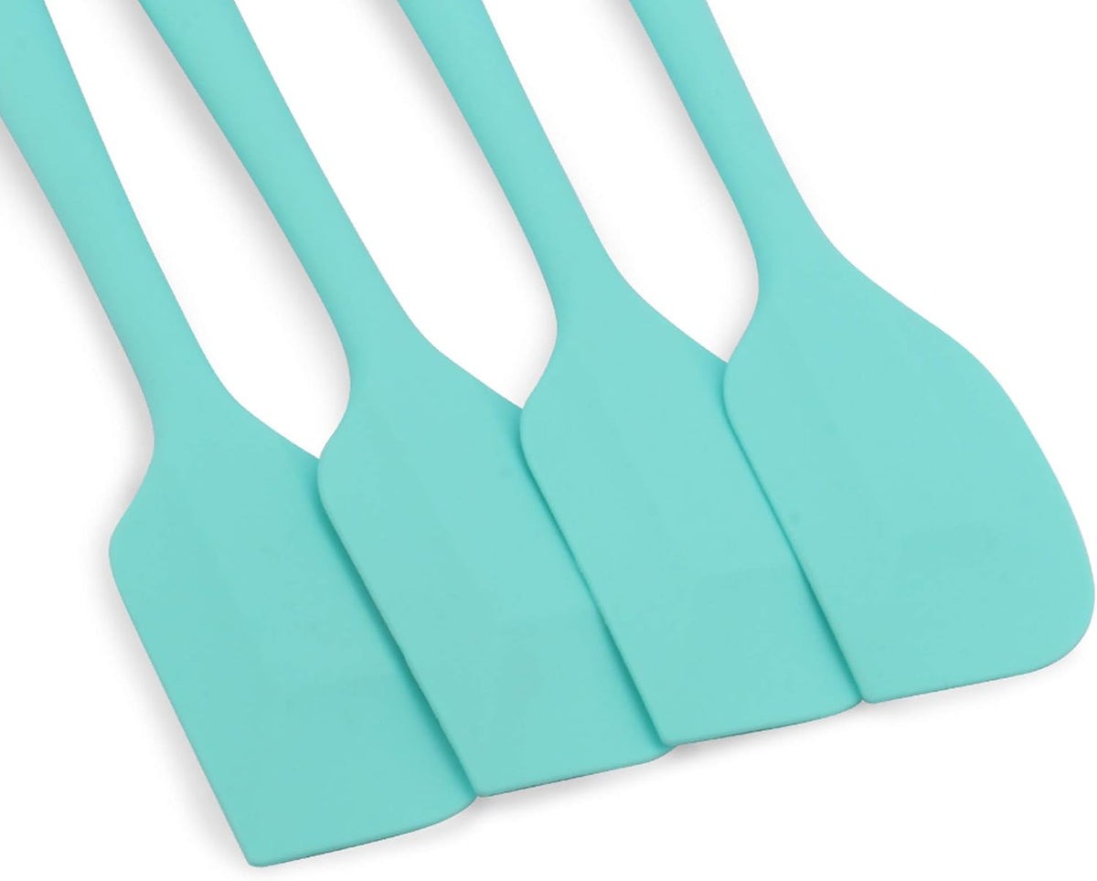Silicone Spatula 4-piece Set, Heat-Resistant Non-stick Rubber Spatulas with Stainless Steel Core, Light Blue