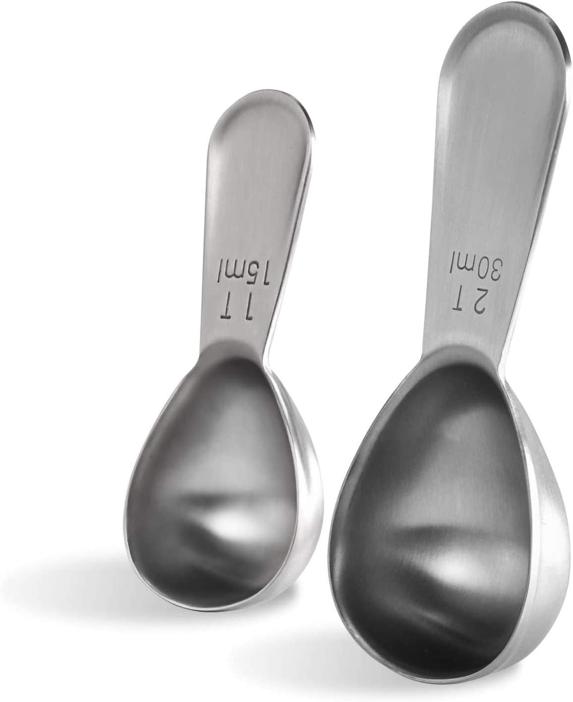 Coffee Scoop: U-Taste 18/8 Stainless Steel Measuring Coffee Scoop 1 tablespoon & 2 tablespoon, Short Handled Measure Scooper for Ground Coffee, Bean in Canister (Silver, 1Tbsp&2Tbsp / 15ml&30ml)