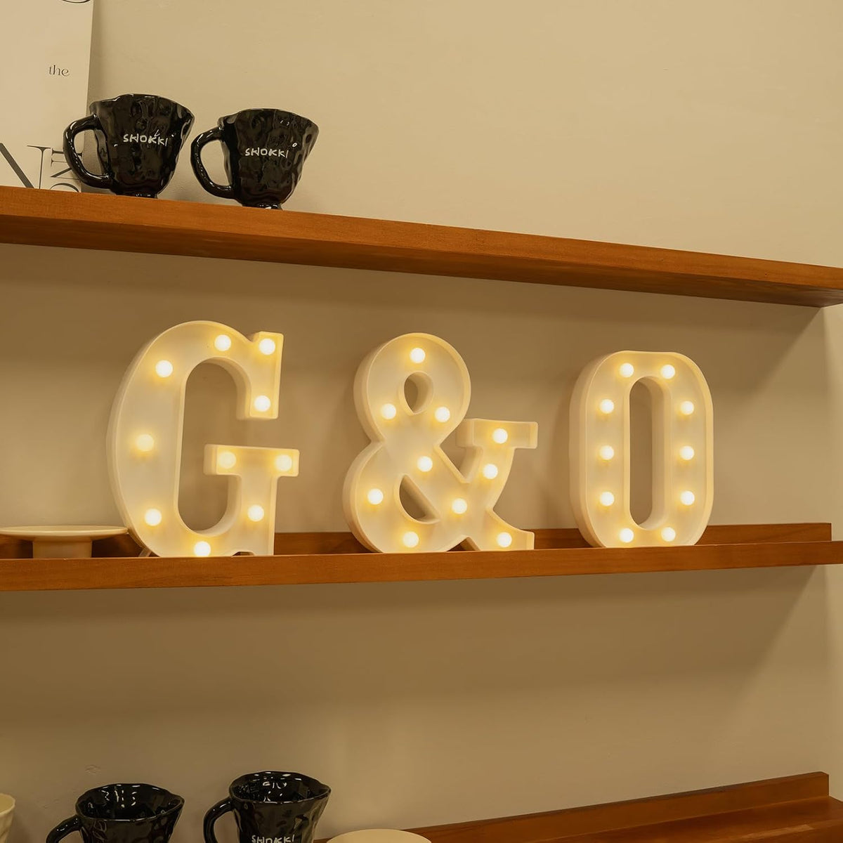 Foaky LED Letter Lights Sign Marquee Light Up Letters Sign for Night Light Wedding/Birthday Party Battery Powered Christmas Lamp Home Bar Decoration(G)