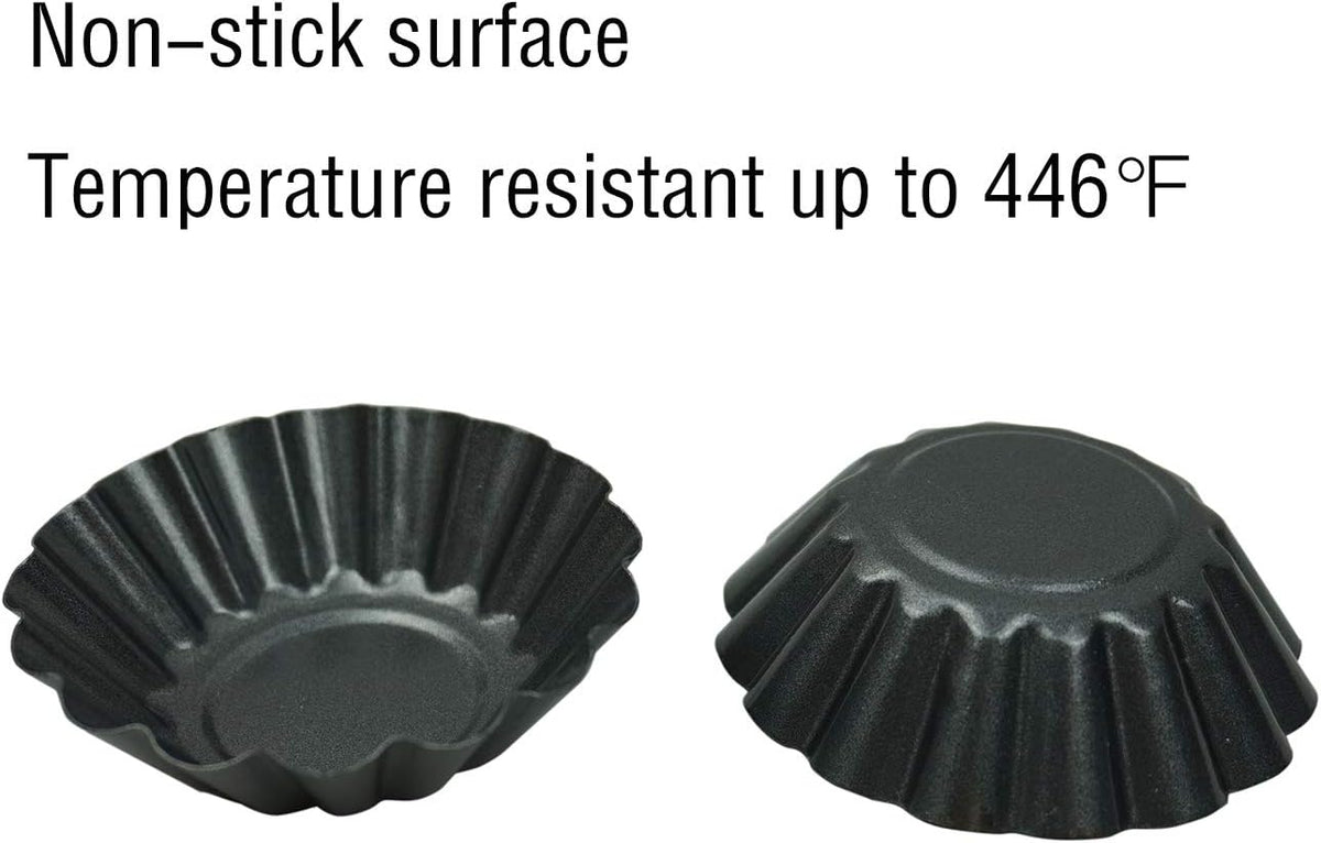 12 Pack Egg Tart Pan, Non-stick Carbon Steel Tartlet Tins, Mini Pie Mould, Muffin Cupcake Pudding Baking Cup Maker - for Pies, Chinese Egg Tart, Cakes (Big Size 3"x 0.9")