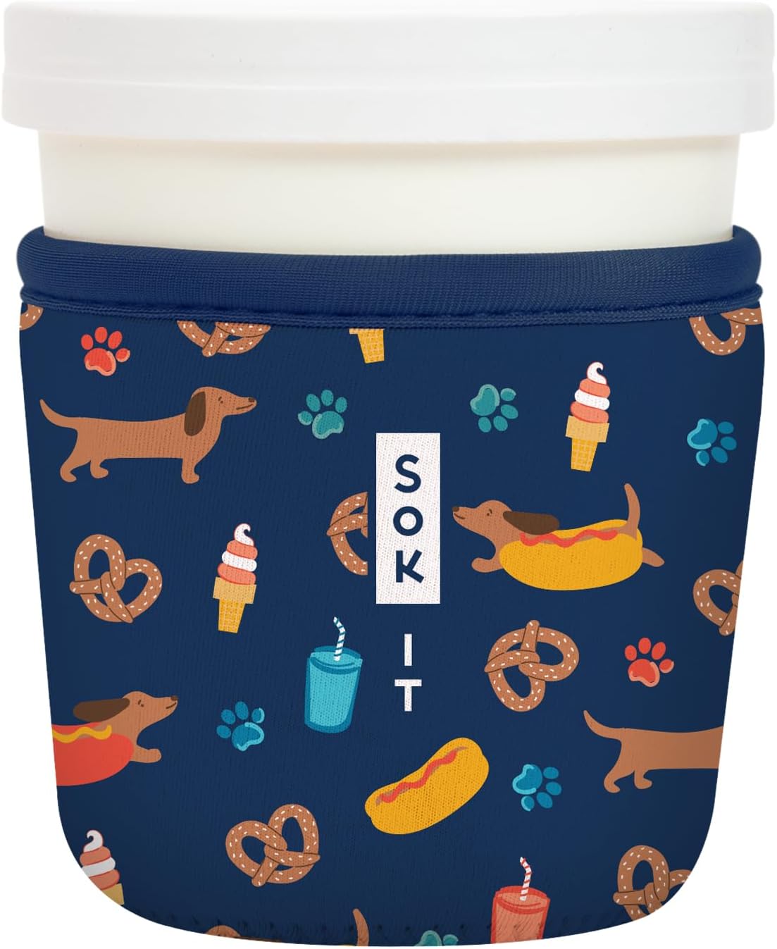Sok It IceCreamSok Insulated Neoprene Cover (Hot Dawgs, Tapered Ice Cream Pints)