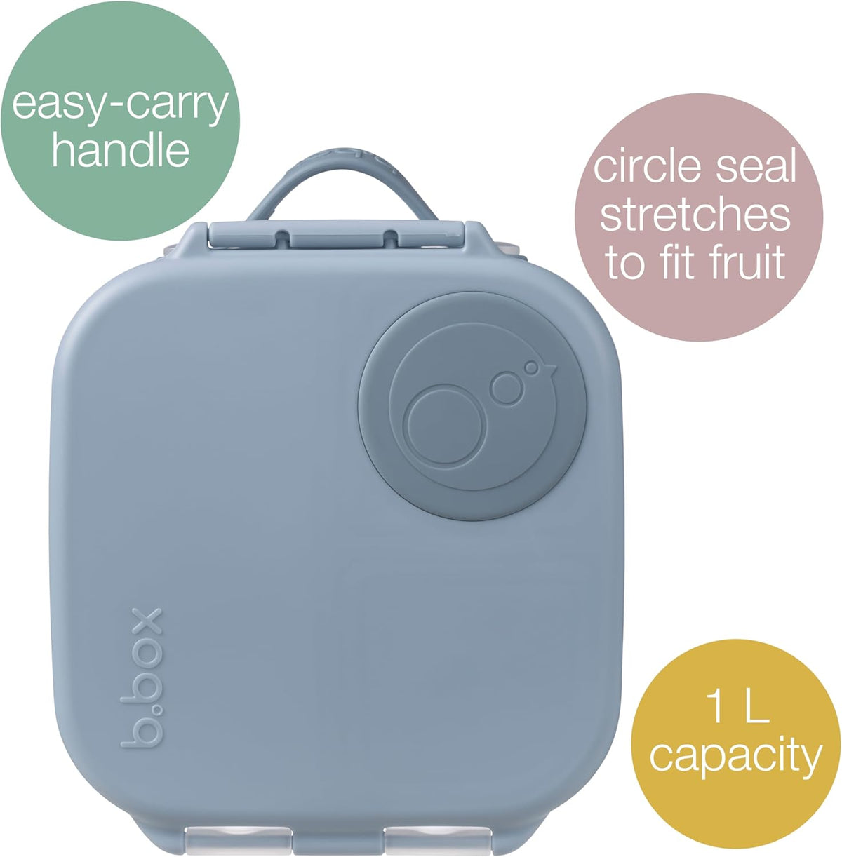 b.box Mini Lunch Box, Bento Box for Kids, Snack Container with 2 Leak Proof Compartments, Reusable Snack Containers with Lids, Kids Lunch Boxes Ages 3+, BPA Free, 4 1/4 Cup Capacity (Chill Out)