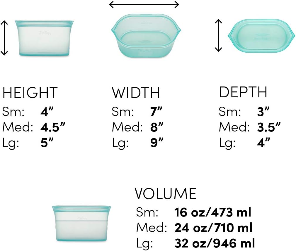 Zip Top Reusable Food Storage Bags | 3 Dish Set [Lavender] | Silicone Meal Prep Container | Microwave, Dishwasher and Freezer Safe | Made in the USA