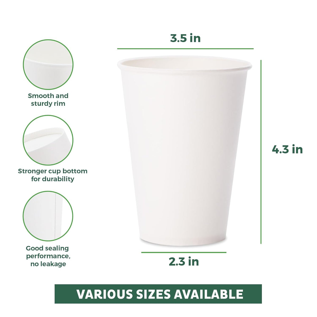 Freshware Coffee Cups 12 oz [300 Pack] Disposable Paper Cups for Hot or Iced Coffee Cup, Slushie Cup, Milkshakes, Smoothies, and Tea