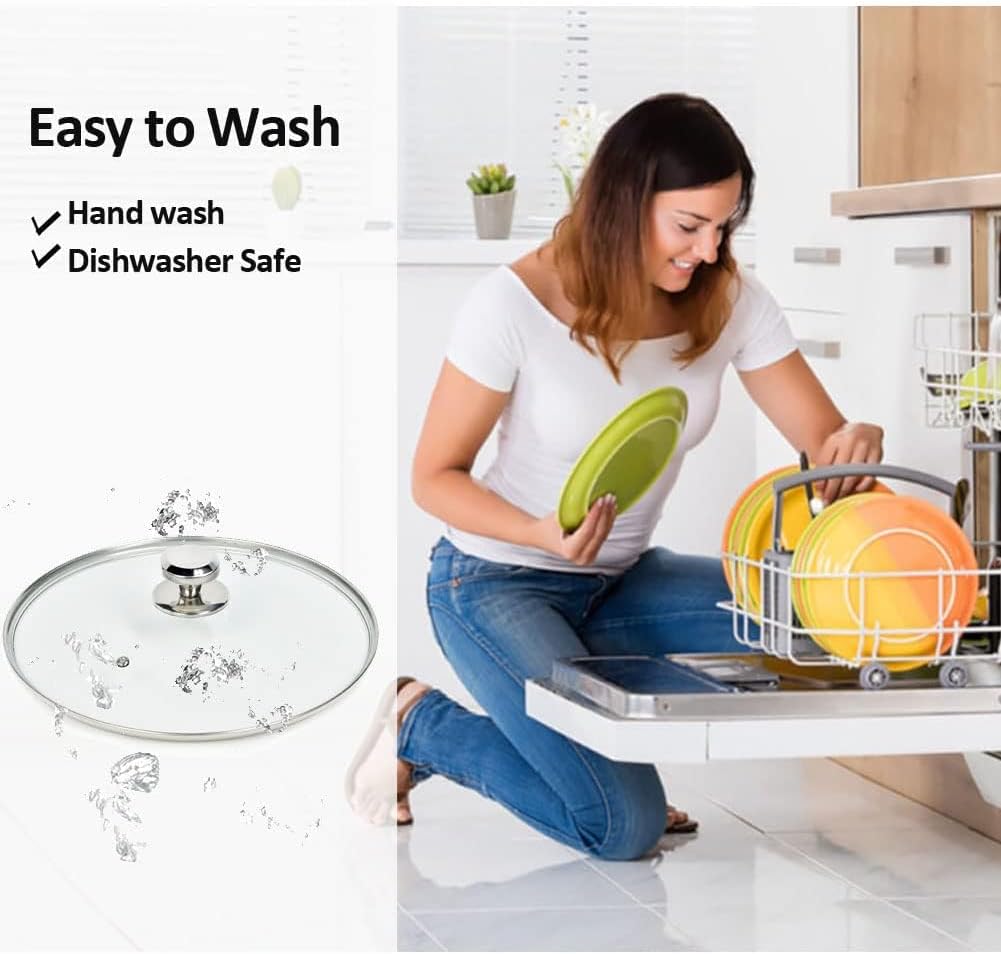 11 In Glass Lid for Frying Pan, Tempered Replacement Cover Compatible with All 11" Cookware for Skillets, Round Cast Iron, Cast Aluminium, Stainless Steel Pans &Pots, 10.8in/ 276mm - 11.2in/292mm