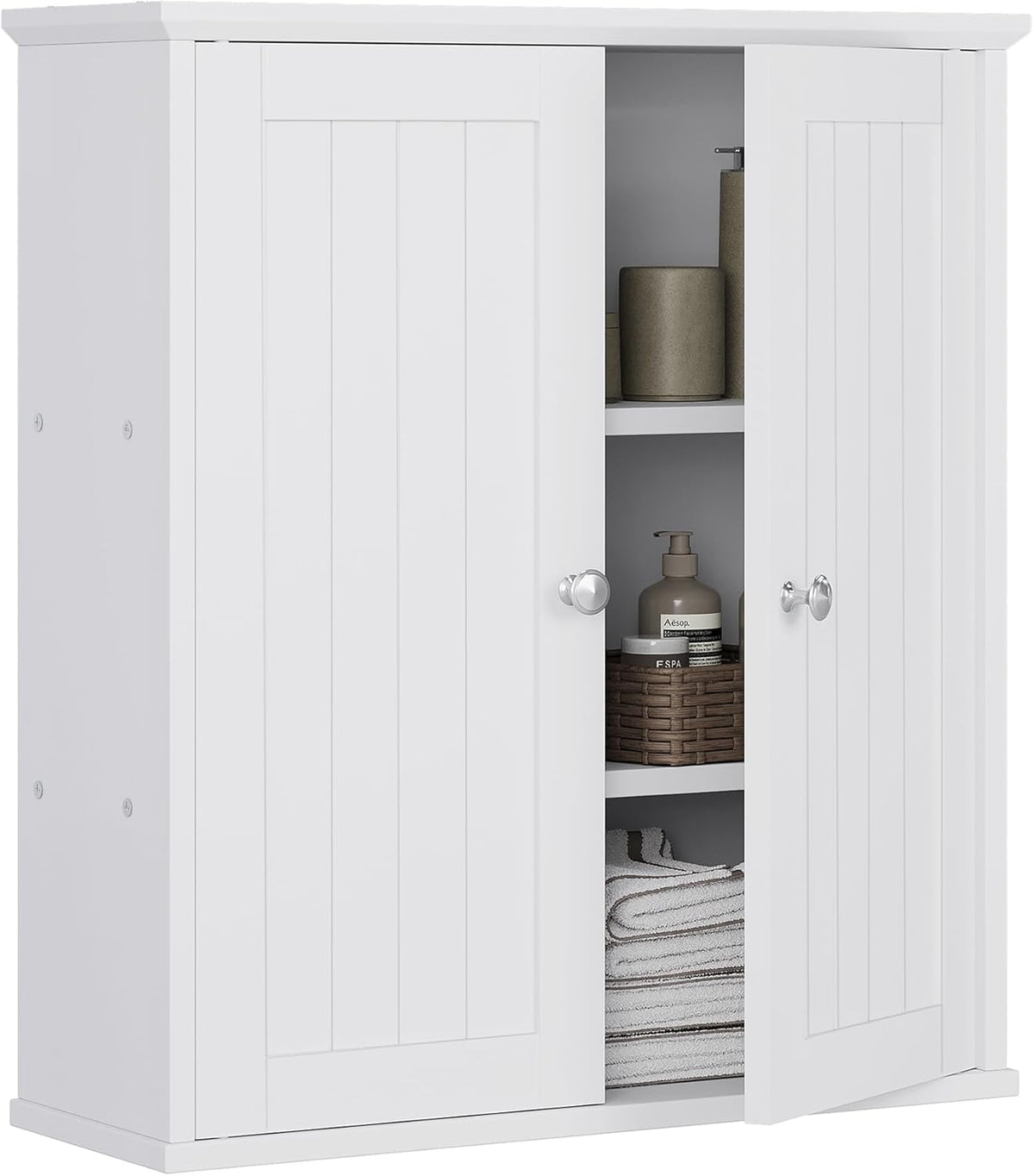 Meilocar Bathroom Wall Cabinet, Bathroom Cabinet Wall Mount, Over The Toilet Space Saver Storage Cabinets, White Medicine Cabinets with 2 Doors and Adjustable Shelves