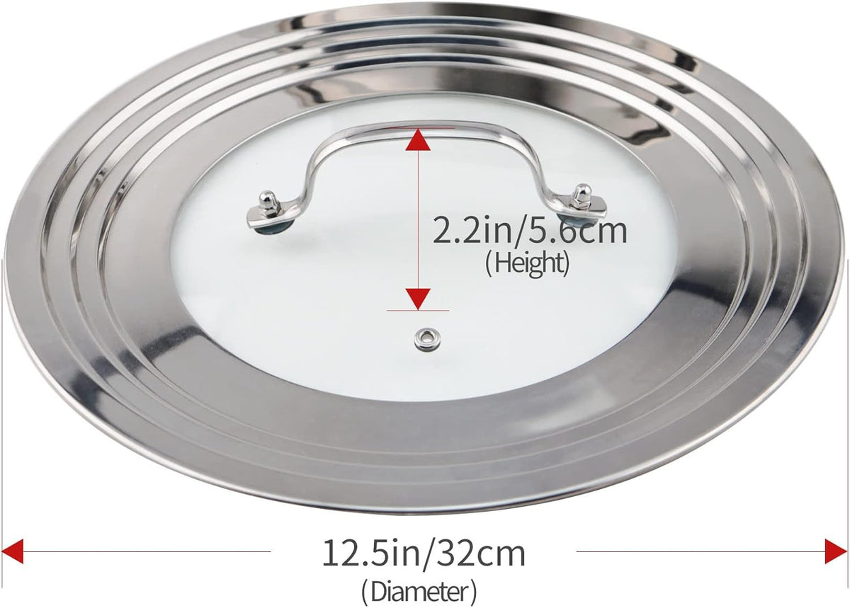 Stainless Steel Universal Lid for Pots, Pans and Skillets-Fits 7" to 12" Replacement Frying Pan Cover and Cast Iron Skillet Lid