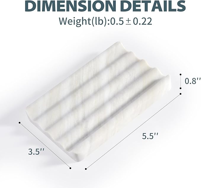 Soap Holder, Marble Soap Dish for Shower, Bar Soaps Holder with Water Ripple Design, Easy Cleaning Soaps Saver for Kitchen Sink，Bathroom, Executive Greek Natural Stone Tray(Agiax)