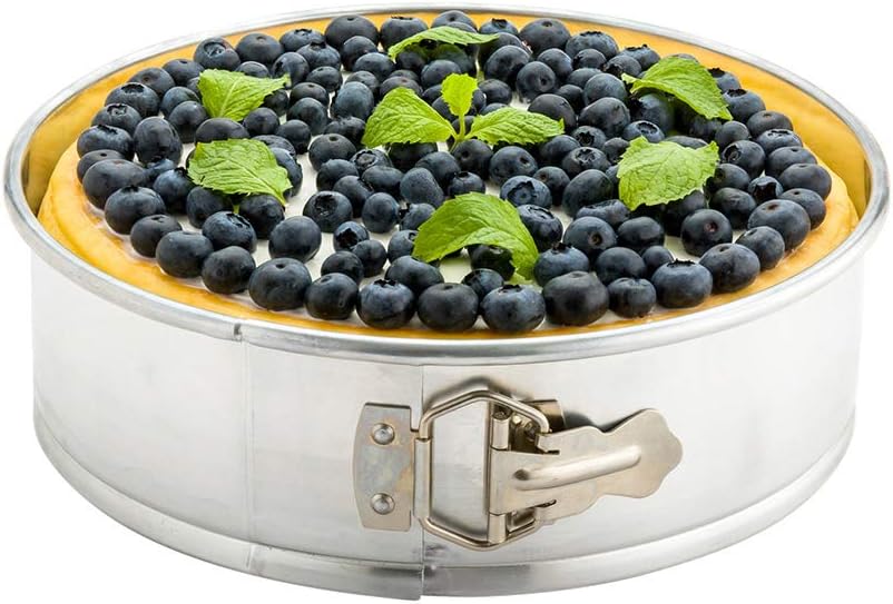 Restaurantware Met Lux 9 Inch Round Cake Pan 1 Springform Springform Pan - Removable Bottom Release Latch Silver Aluminum Cheesecake Pan For Baking Desserts