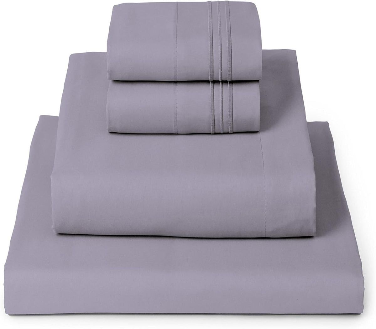 Mellanni King Sheets Set - 4 PC Iconic Collection Bedding - Hotel Luxury, Extra Soft, Cooling Bed Sheets - Wrinkle, Fade, Stain Resistant (King, Hazy Lilac)