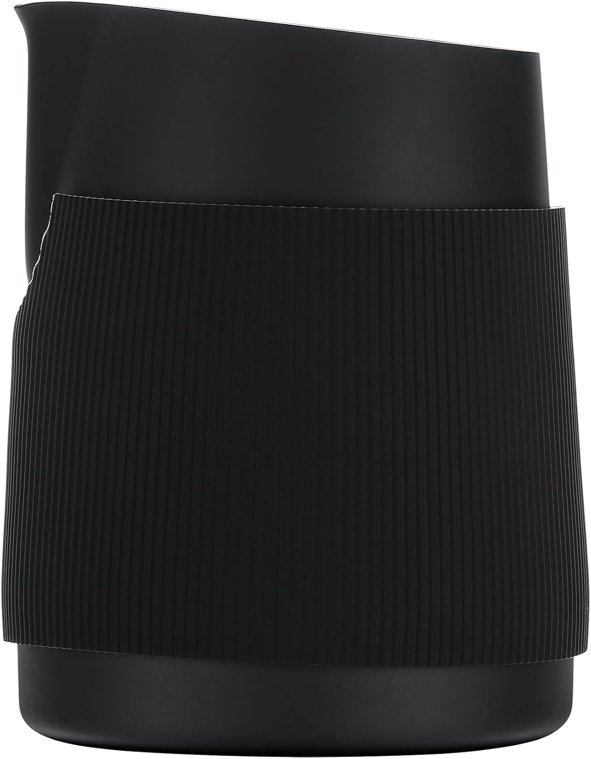Normcore Handleless Milk Pitcher - Espresso Steaming Pitcher with Round Spout - 18/8 Stainless Steel Milk Frothing Jug, Black Non-Stick - Premium Barista Tools - Black - 15.2 oz (450 ml)