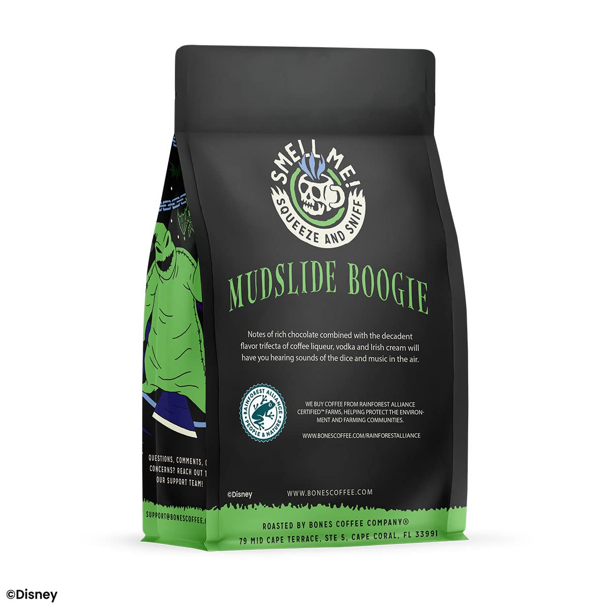 Bones Coffee Company The Nightmare Before Christmas Mudslide Boogie Flavored Coffee Beans, Medium Roast Ground Coffee Low Acid, Chocolate Mudslide Flavor (12 oz)
