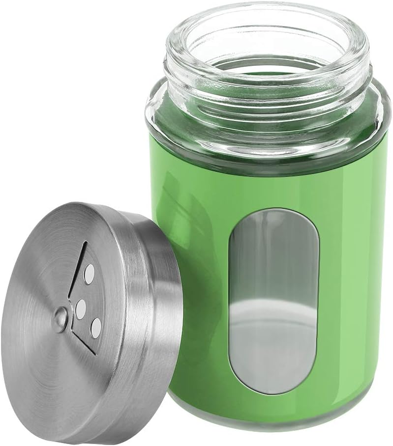 Accmor 2pcs Salt and Pepper Shakers,Stainless Steel Shaker for Salt Powder Sugar Cinnamon Pepper, Spice Dispenser with Adjustable Pour Holes,Green