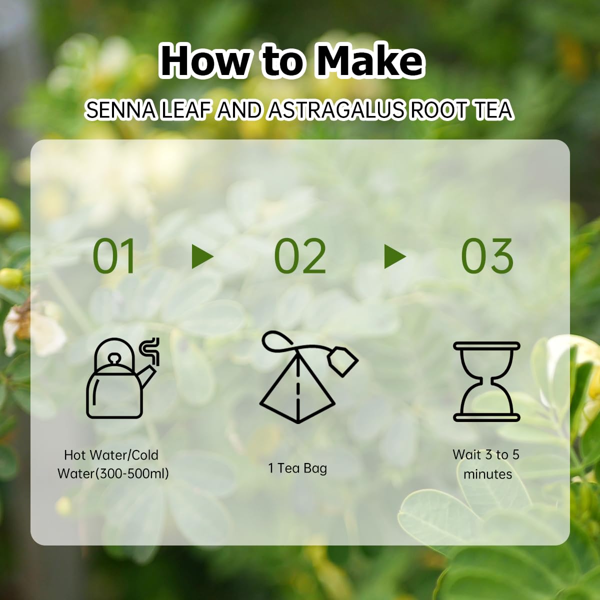HANFANGLING Senna Leaf And Astragalus Root Tea Bag - Natural Detoxification and Beauty Herbal Tea, Support Digestion and Health, Improve Immunity and Beauty 20 Tea bags 2.12oz