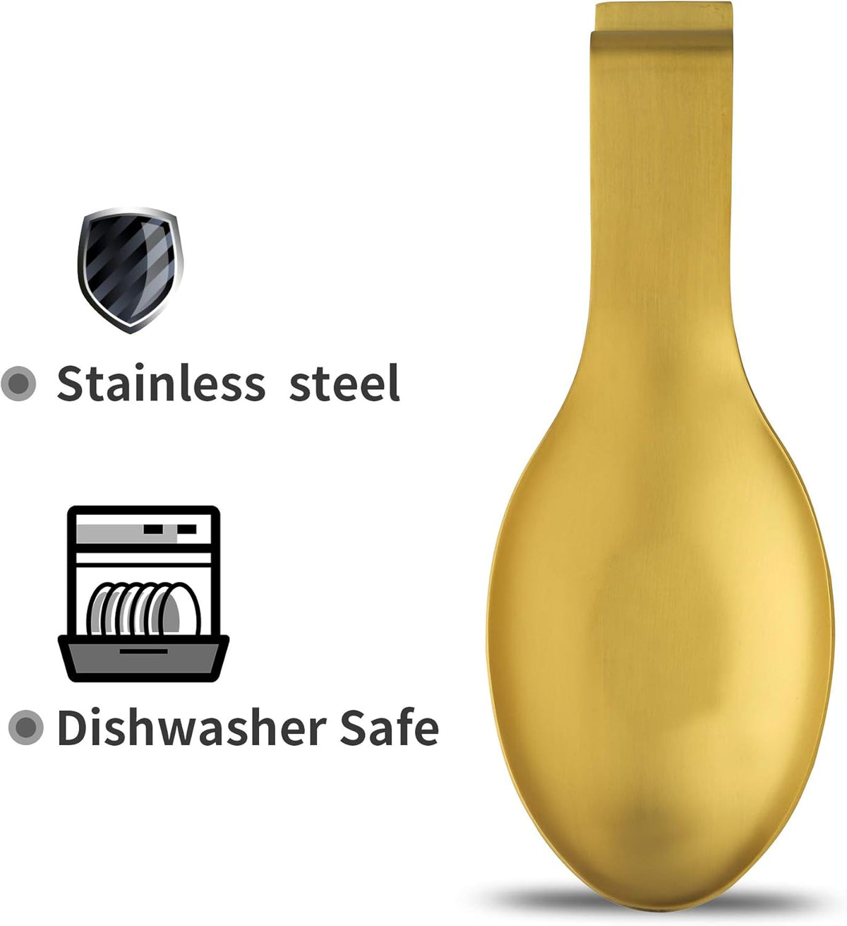 BETTWILLGold Spoon Rest for Kitchen Counter, Stainless Steel Spoon Holder for Stove Top, Spatula Ladle Spoon Utensils Holder, Gold Kitchen Accessories, Gold Cooking Utensiles.