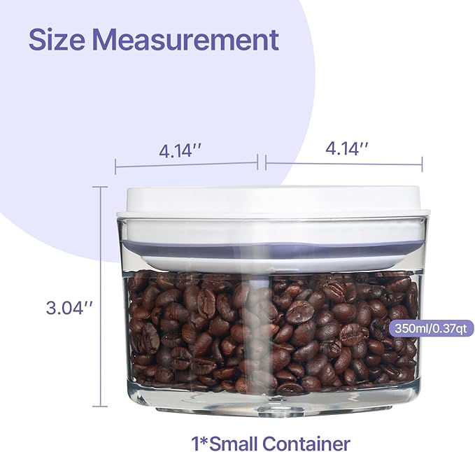 Food Airtight Containers storage with Lids One Button Open/POP UP/Kitchen Storage Organization for Coffee Tea Brown Sugar Cereals 350ml x 1
