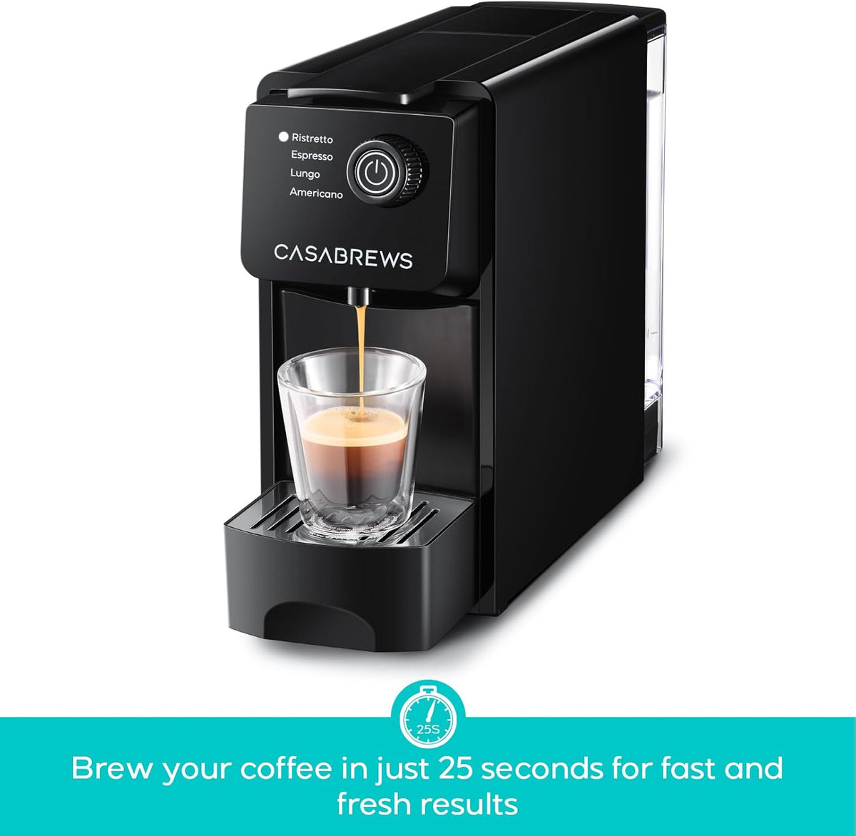CASABREWS CM7036E Espresso Machine for Nespresso Original Pods, 20 Bar Compact Capsule Coffee Machine with 21 oz Removable Water Tank and 4 Brewing Modes, Mini Espresso Maker for Home or Office, Black