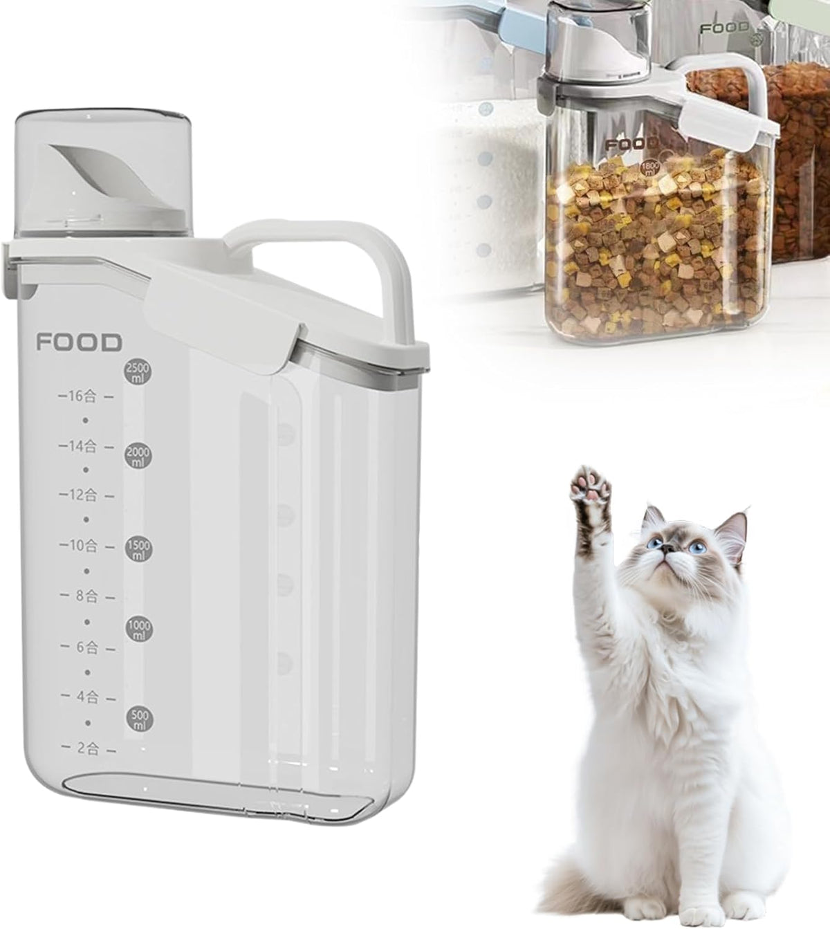Clear Airtight Food Storage Containers, Transparent Cereal Dry Food Storage with Pouring Spout, for Flour, Sugar and Cereal (95oz white)