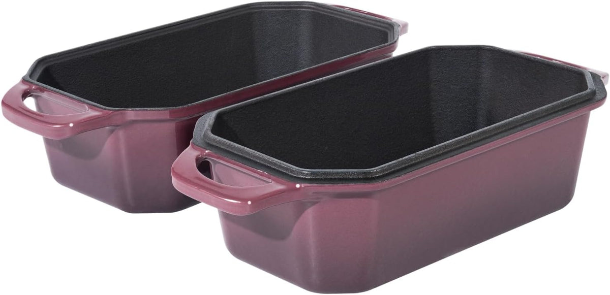 Bread Pan Cast Iron Loaf Pan with Lid Bread Loaf Pan 9x5 Inch Loaf Pan Enameled Cast Iron Sourdough Loaf Pan, Magenta