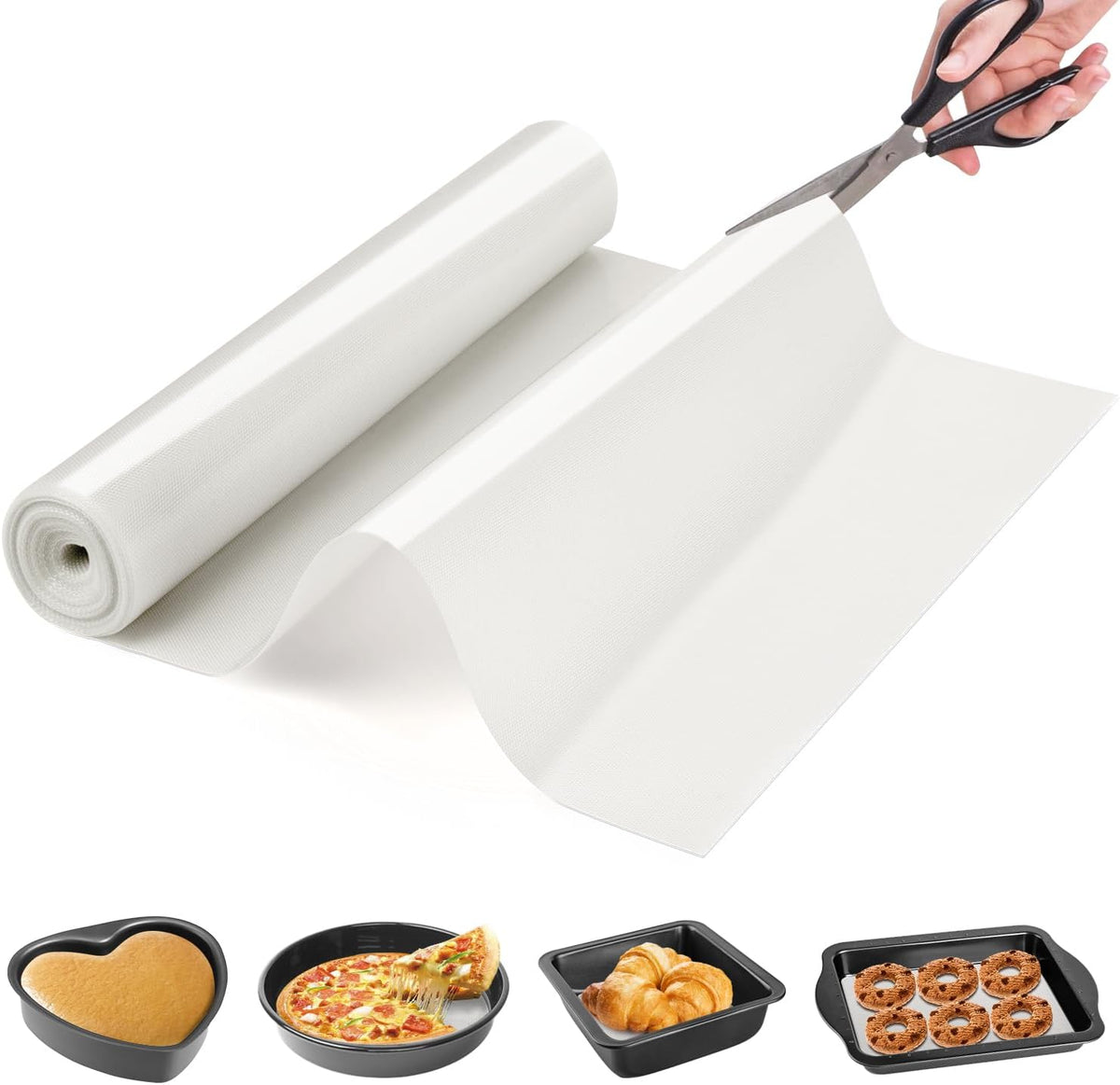 Cut to Size Silicone Baking Mat Roll, Food Grade Heat Resistant Silicone Baking Sheet, Silicone Liner for Baking, Reusable Freeze Dryer Mat Refrigerator Liners, No Slip Countertop Protector Mat