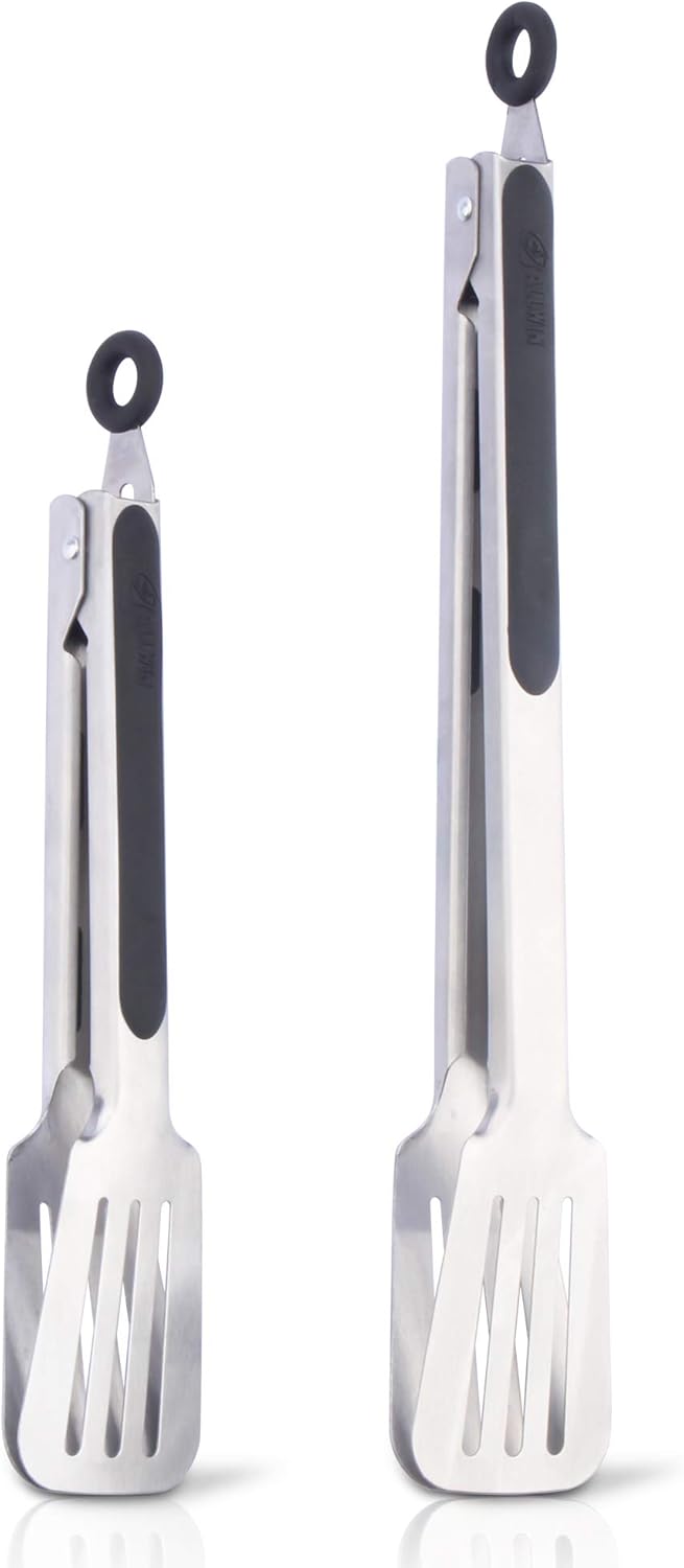 Premium 304 Stainless Steel Barbecue Turners, Heavy Duty Non-Stick BBQ Cooking Kitchen Tongs