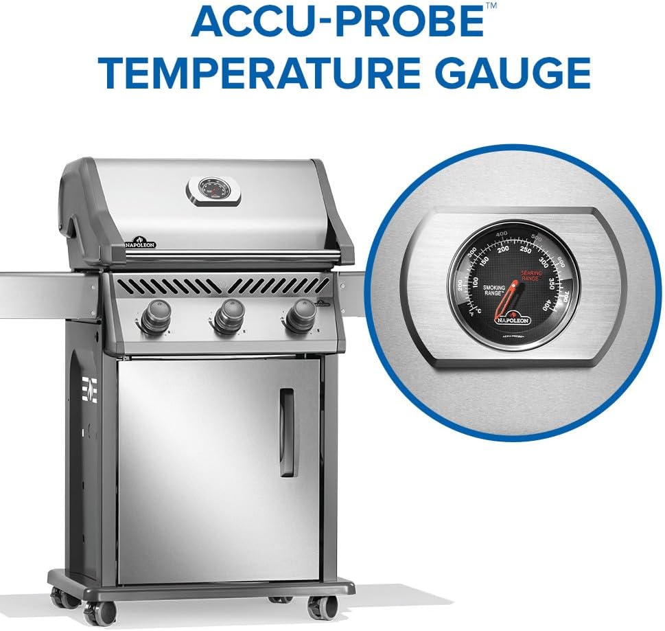 Napoleon Rogue 425 Propane Gas Grill, Stainless Steel, Durable 3-Burner Grill
