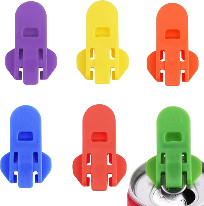 6 Pieces Manual Easy Can Opener, Soda Beer Can Opener Beverage Can Top Ring Opener Tool, Leakproof Soda Can Cover Can Openers for Pop, Coke, Beer, Soda, Aluminum Beverage
