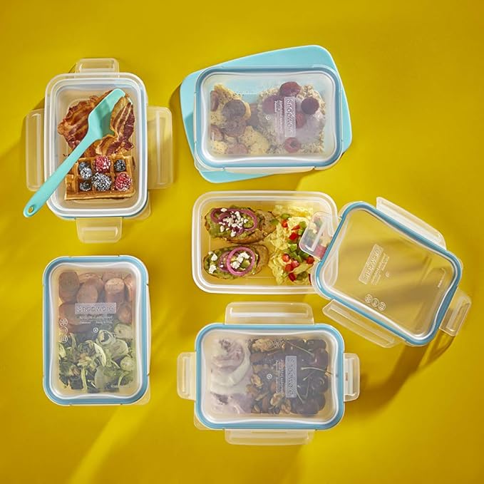 Snapware Total Solutions (5-Pack, 3 Cup) Plastic Food Storage Containers Set, Airtight & Leakproof Locking BPA-Free Lids Tupperware, Freezer Dishwasher Microwave Safe