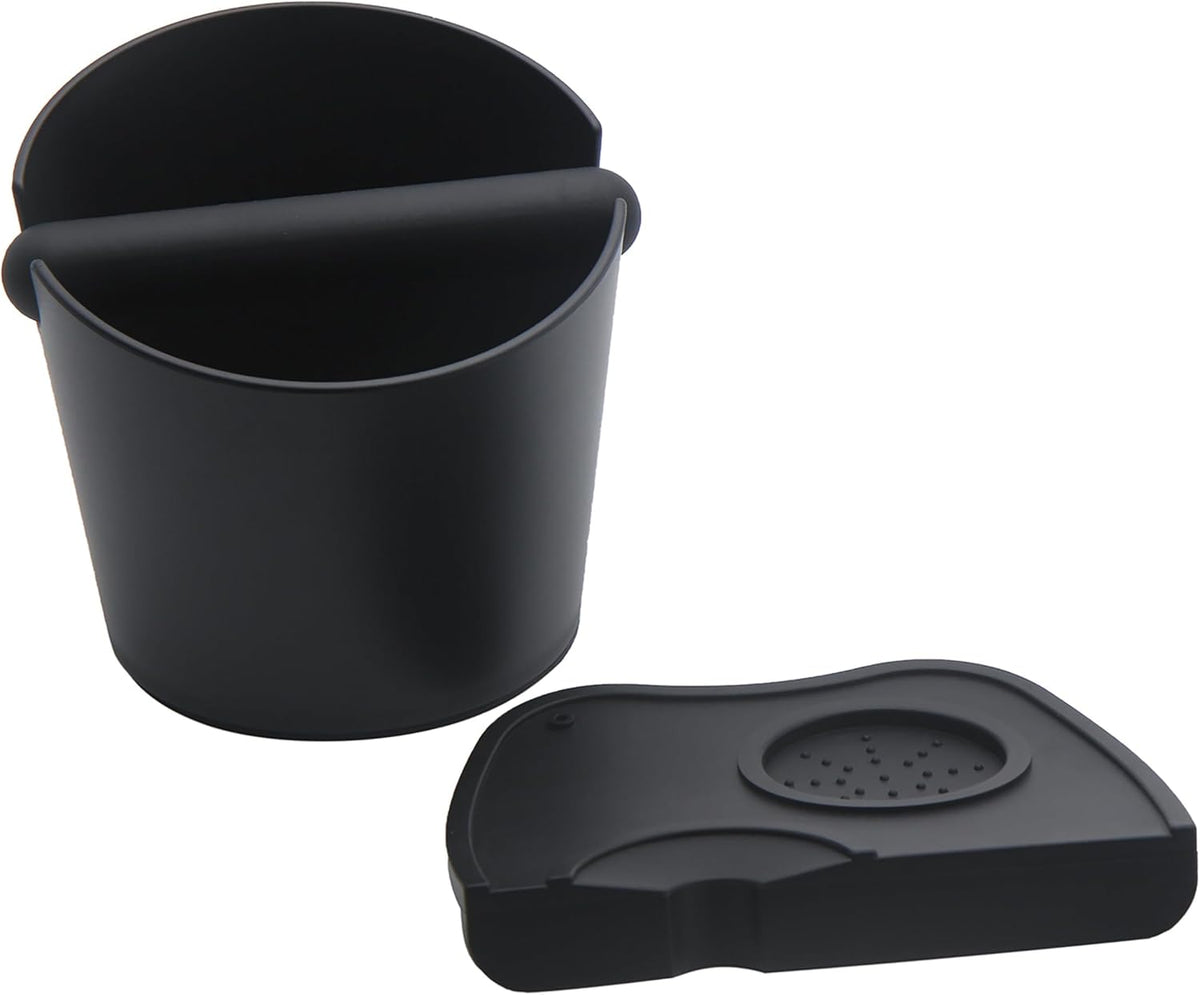 6.3 inch Large Espresso Knock Box Silicone coffee Tamper Mat Espresso Machine Accessories Set of 2 with Removable Knock Bar and Anti-Slip Base for Home Office Barista Tools for Bar Shop