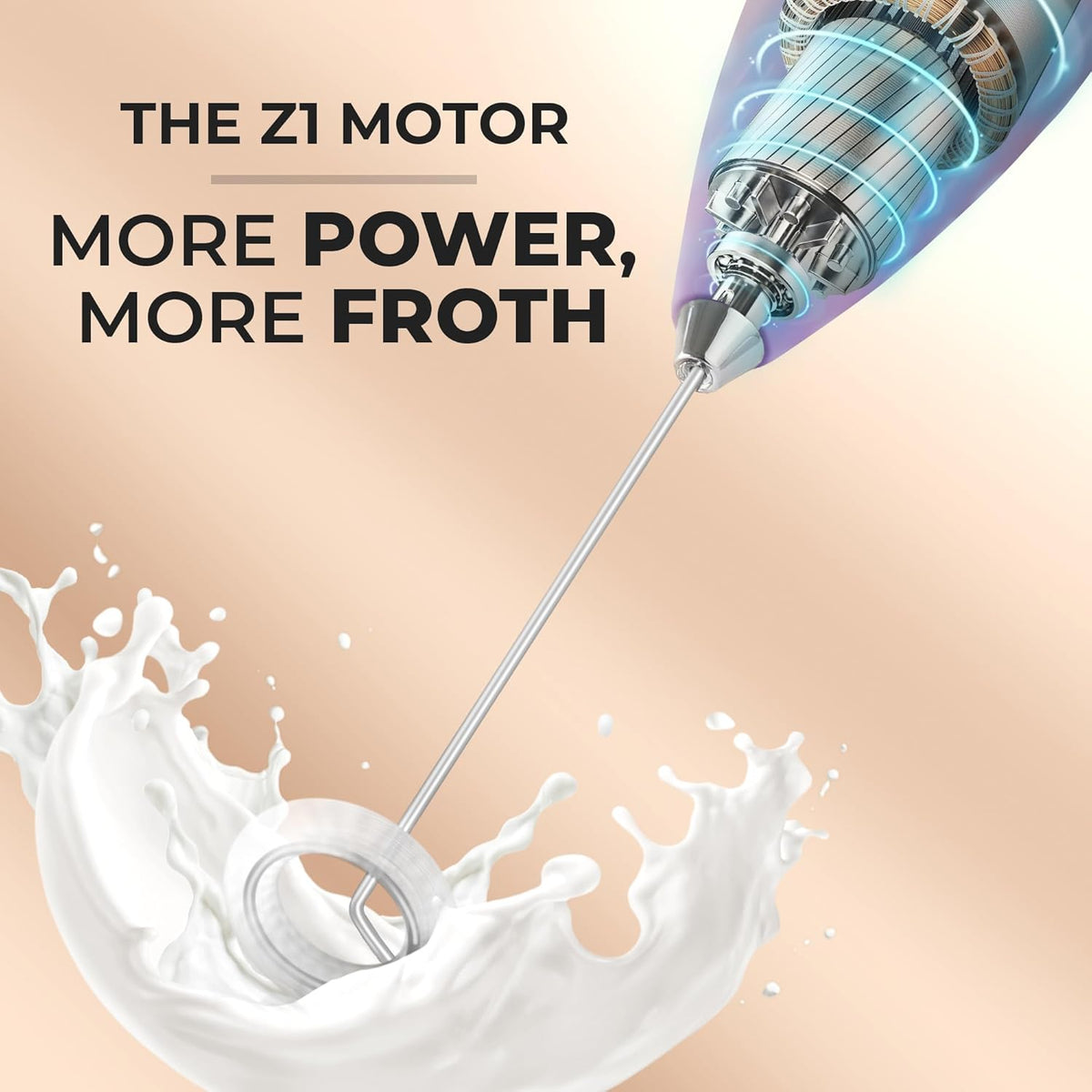 Zulay Kitchen Powerful Milk Frother Wand With 4 AA Duracell Batteries - Ultra Fast Handheld Drink Mixer - Electric Whisk Foam Maker for Coffee, Lattes, Cappuccino, Matcha & Creamer -