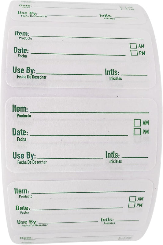 2x1 Dissolvable Food Labels, 250 Label Stickers, Bottle Labels for Storage Bins, Sticker Labels for Food containers, (250, Green)