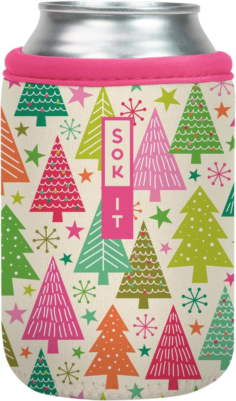 Sok It CanSok Sleeve for Beer & Soda Insulated Neoprene Cover (Festive Forest, 12oz Can Sleeve)