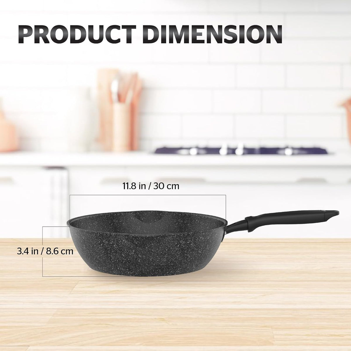 Sunhouse – 12 Inch / 30 cm Non-Stick Deep Frying Pan with Double Pour Spouts, 5-Layer Whitford Non-Stick Coating, PFOA-FREE, Stay-Cool Handle, Induction Compatible with All Cooktops