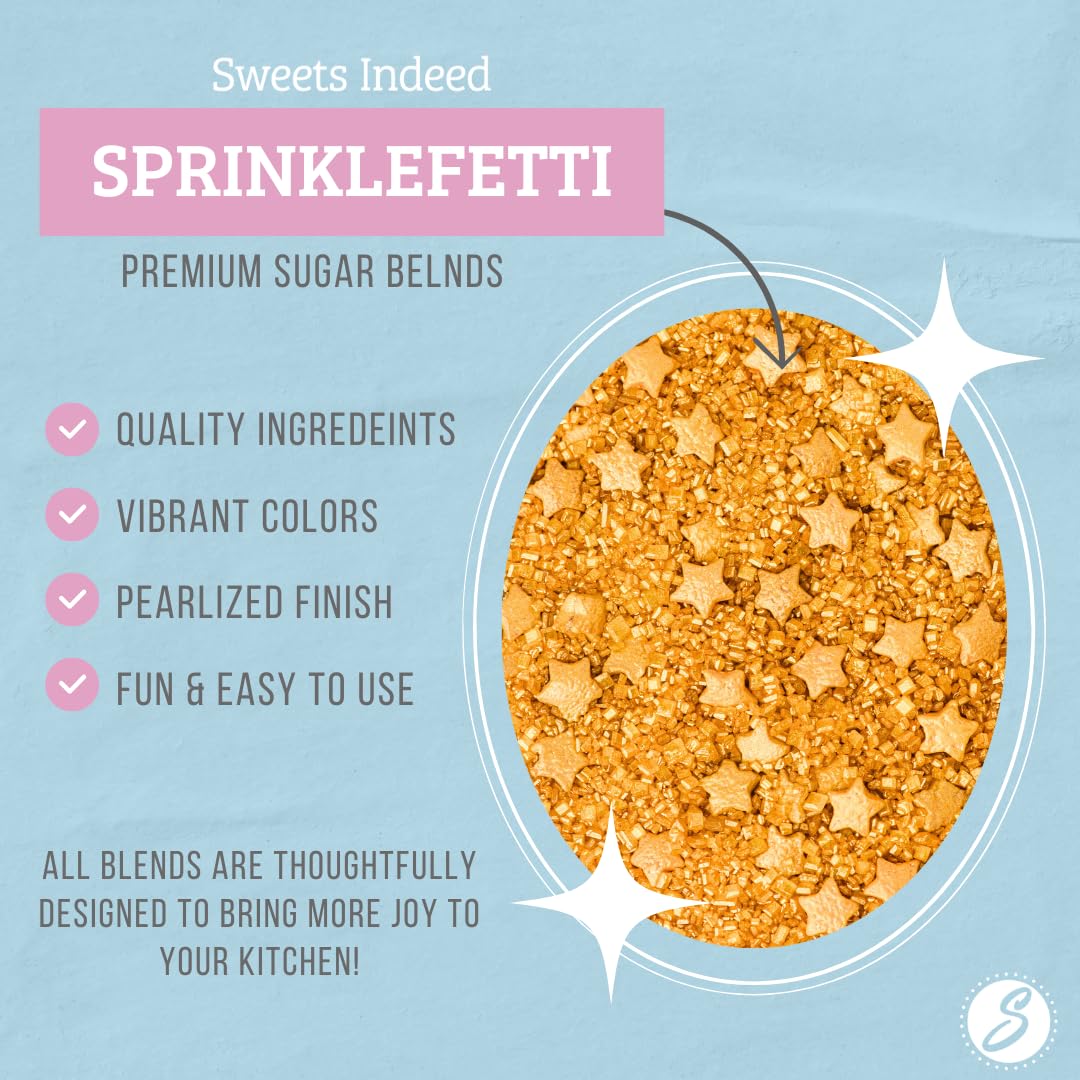 Sweets Indeed Sprinkles, Edible Sprinkle Sugar Mix, Perfect for Cake Decorations, Baking, Ice Cream, Cookies, Cupcake Topper, 5 ounces (Golden Galaxy)