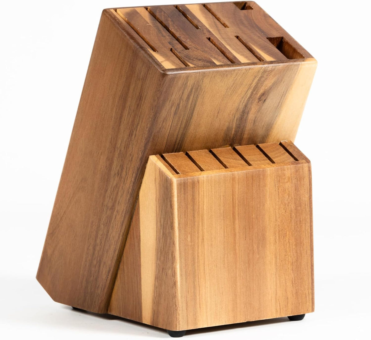 Coninx Acacia Wood Kitchen Knife Block - 15 Slots Knife Holder - Professional Quality Wood Knife Organizer - Secure Knife Stand To Keep Knives Neat & Sharp - Knife Blocks for Kitchen Knife Storage