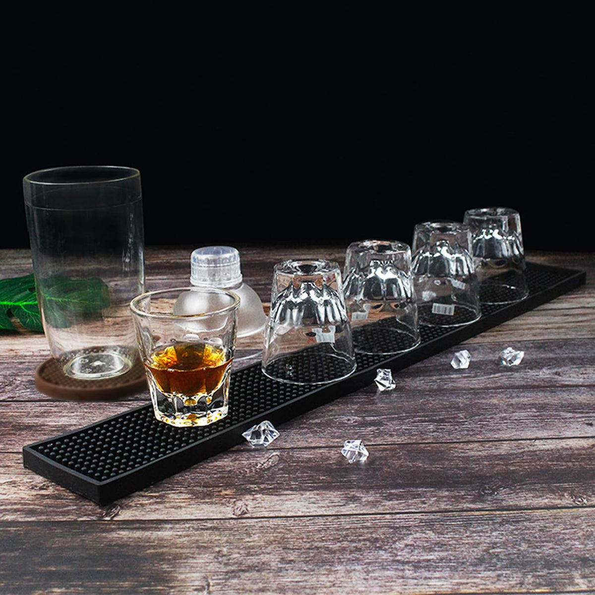 8 Pack Rubber Bar Mats, 24" x 3.15" Black Bar Service Mat, Spill Mat for Countertop, Bartending, Rubber Bar Mats, Efficient and Stylish Solution for Every Bartending Need,by KUKLIPJIM